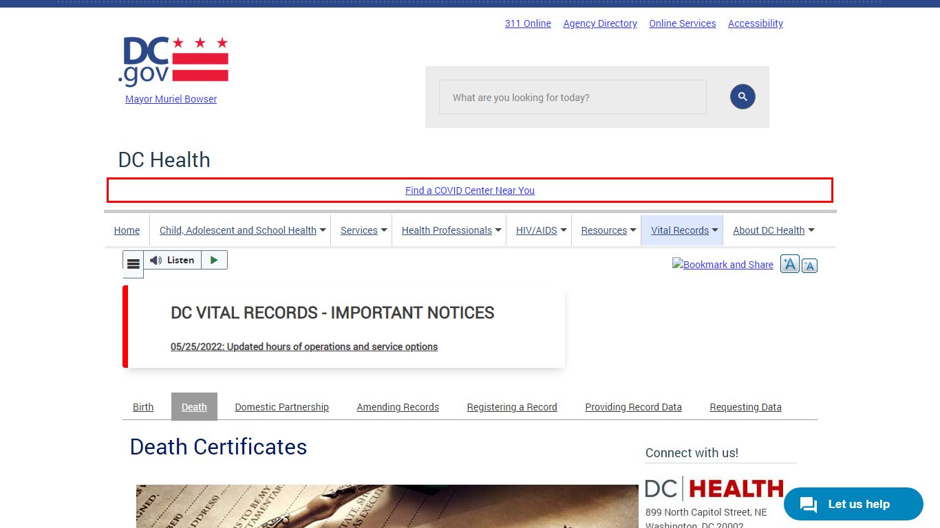 Death Certificates | doh - Washington, D.C.