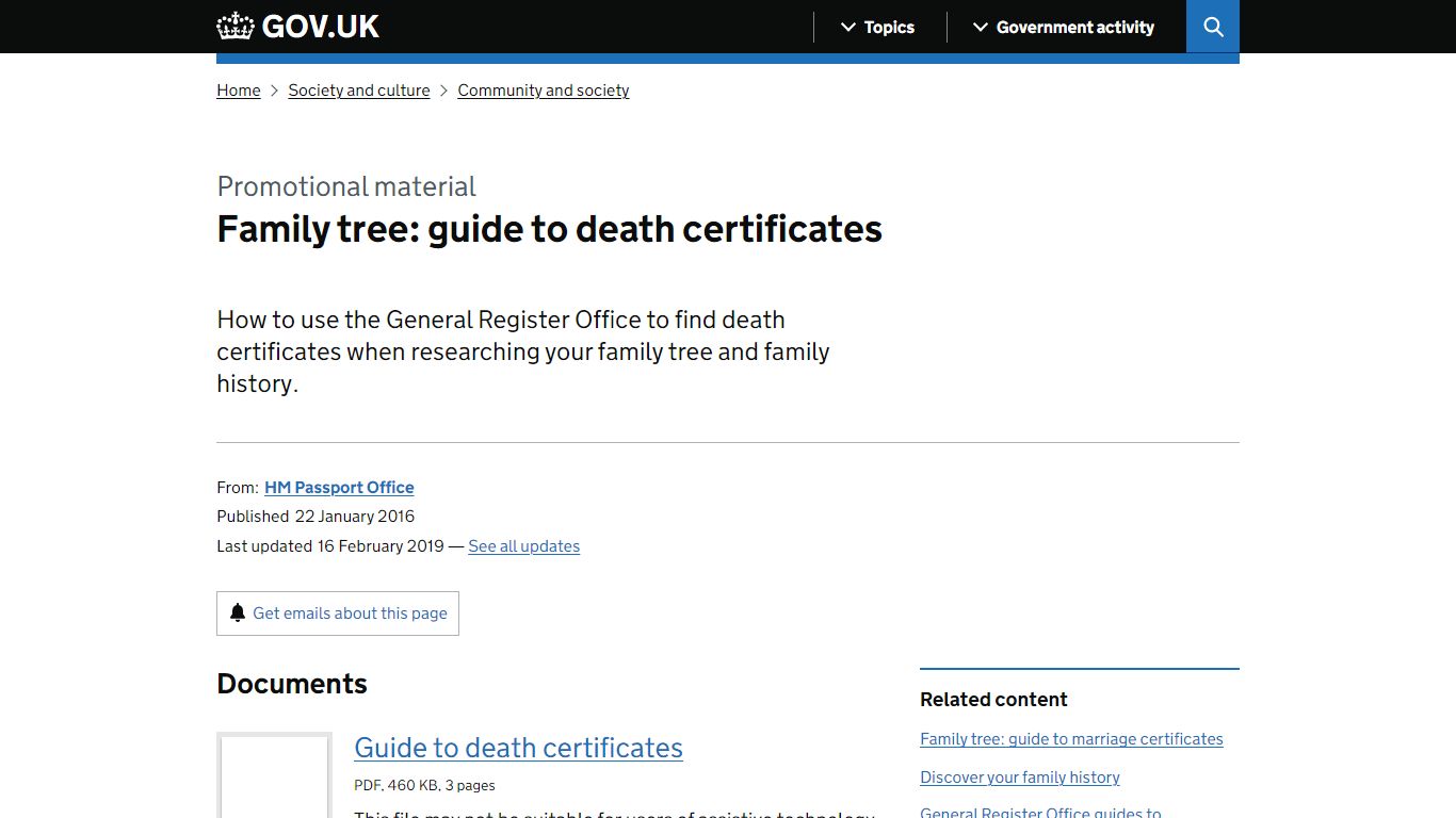 Family tree: guide to death certificates - GOV.UK