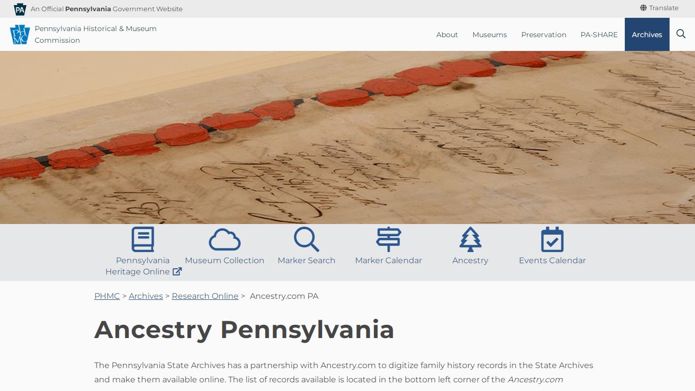 Ancestry.com PA - Pennsylvania Historical & Museum Commission